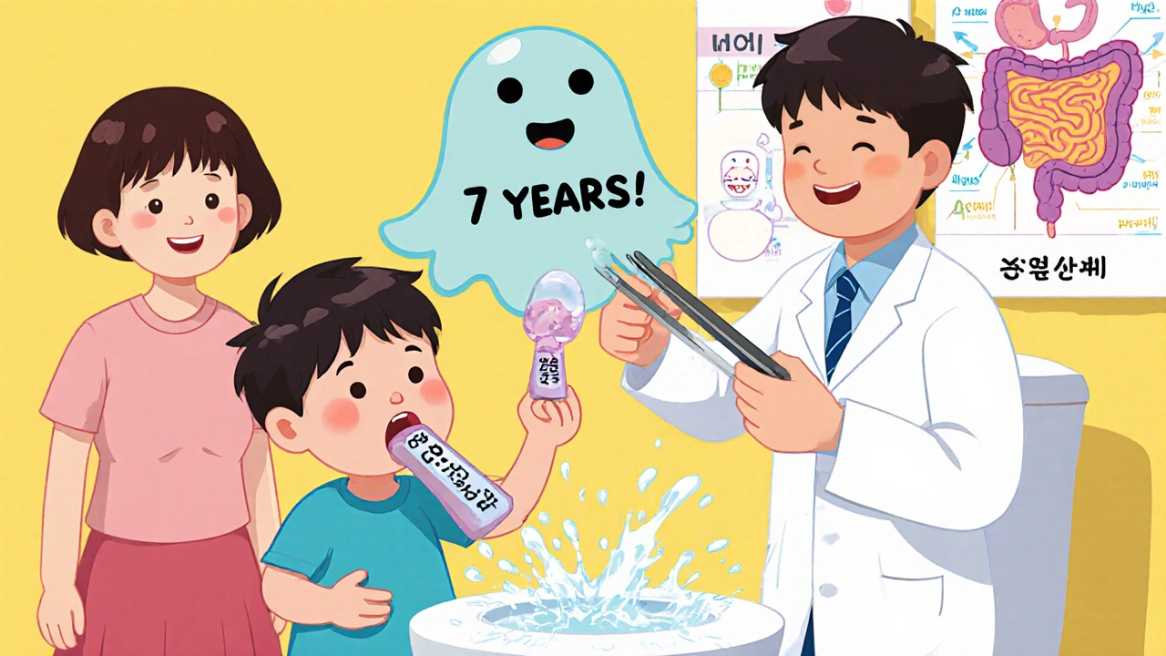 A child&#039;s gum myth is debunked as it shrinks and flushes away with a doctor&#039;s help.