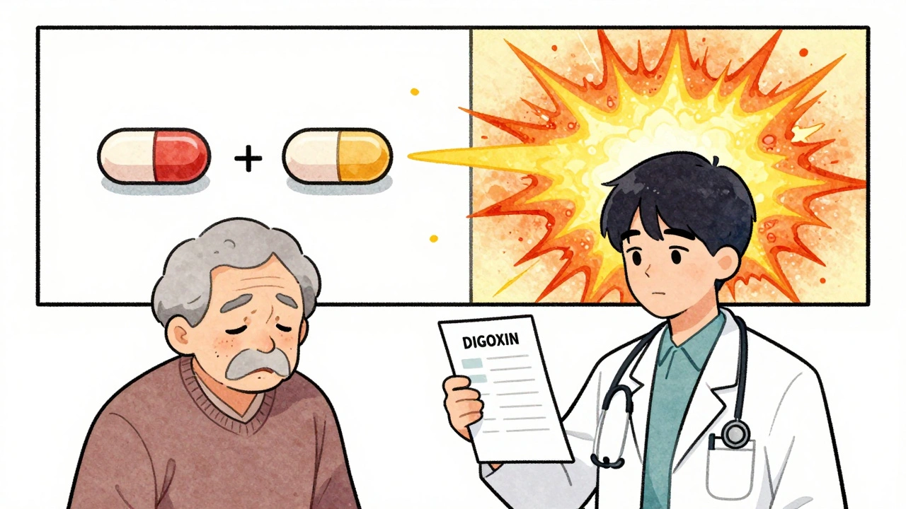 Doctor shows blood test result to tired patient, split screen displays two generics dissolving at different rates.