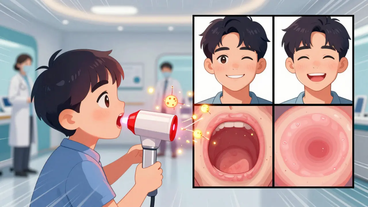 Laser therapy promoting healing cells in the mouth during cancer treatment